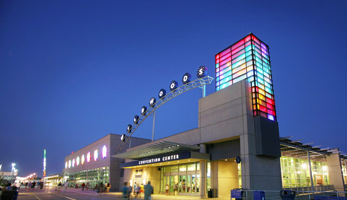 wildwoods convention center at night