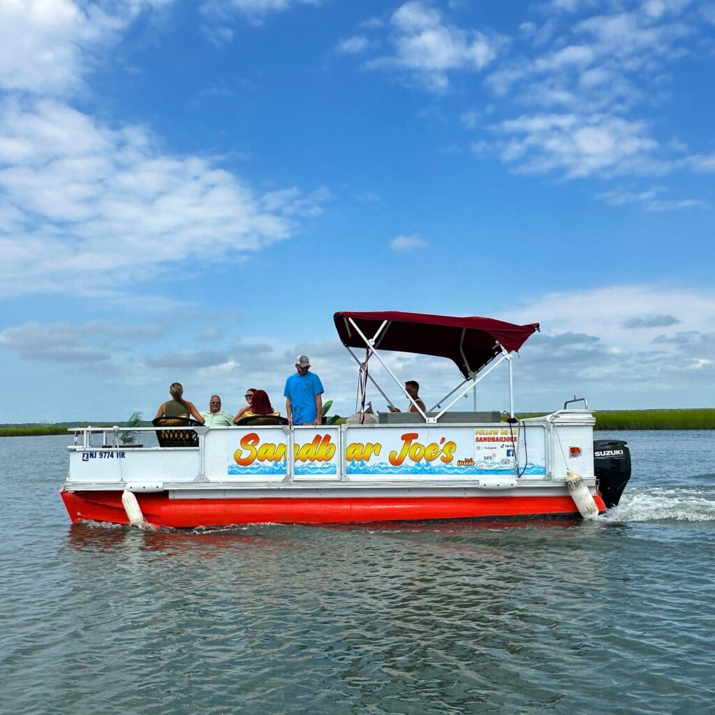 People on a tour on a boar from Sandbar Joe's