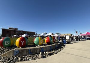 People holiday shopping at vendor tents set up at Byrne Plaza in The Wildwoods
